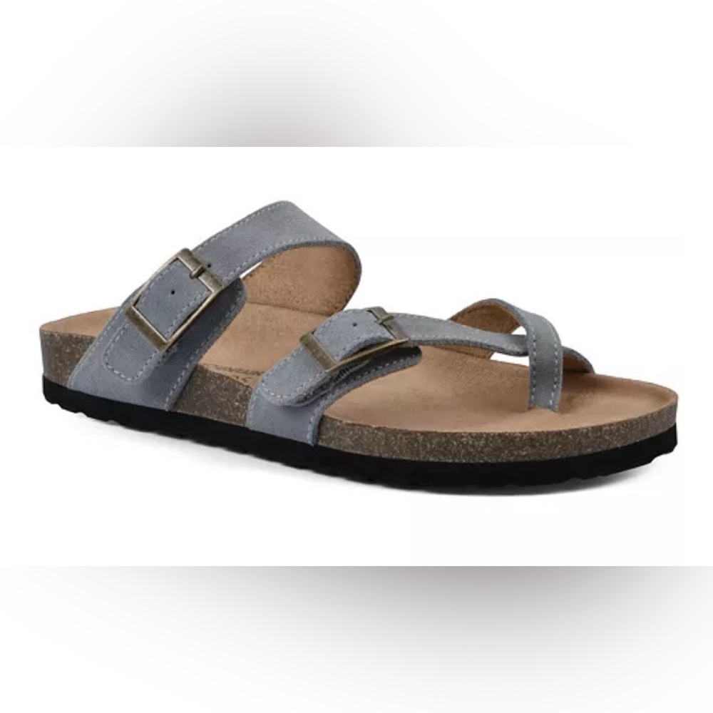 White Mountain Footbeds Women's Gracie Blue Raspberry Leather Sandals  10 NEW
